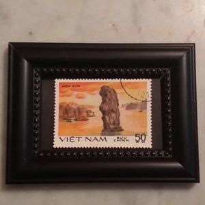 Tchotchke Framed Stamp Art - Asian View - Viet Nam River Scene